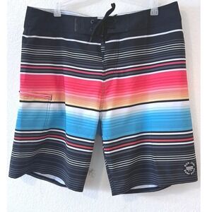 Ron Jon Surf Shop Summer Retro Mens Board Shorts‎ SZ 34 Multi Color Striped